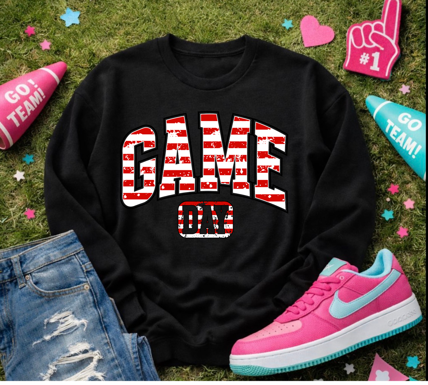 Game Day Tee Red Stripe over Black