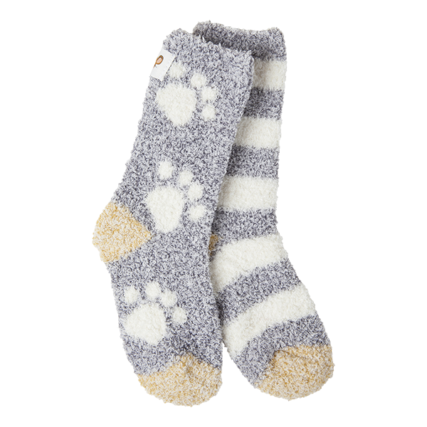Kids Cozy Crew Paw and Stripe Socks