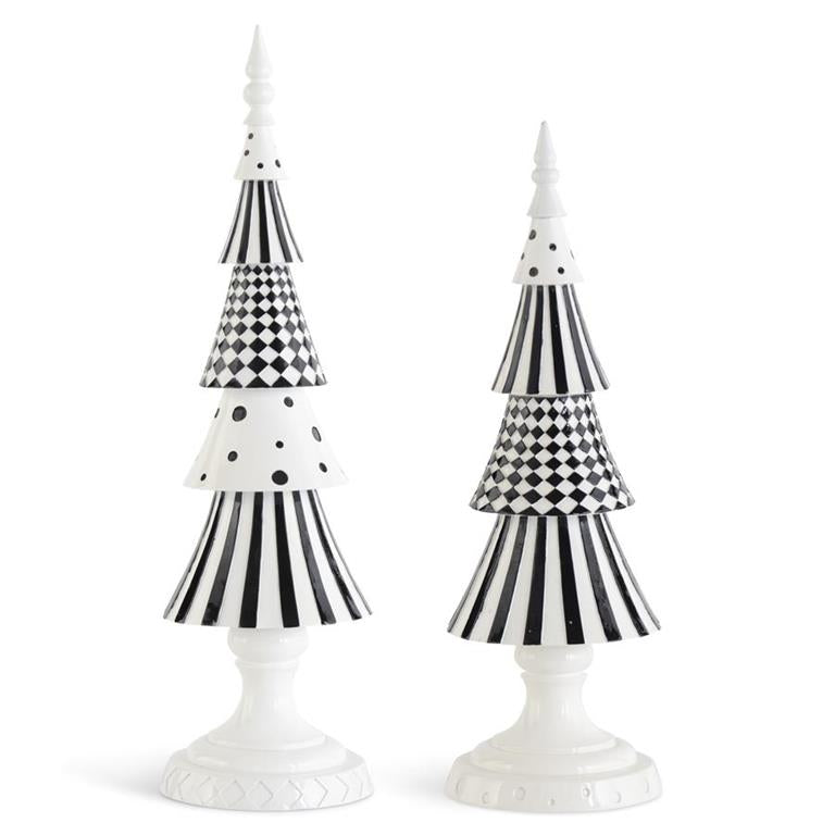 Black/White Dot, Check, Stripe Trees