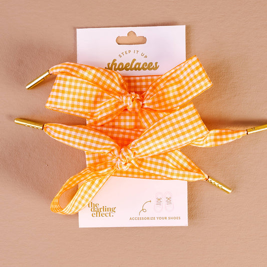 Gingham Orange Shoe Laces