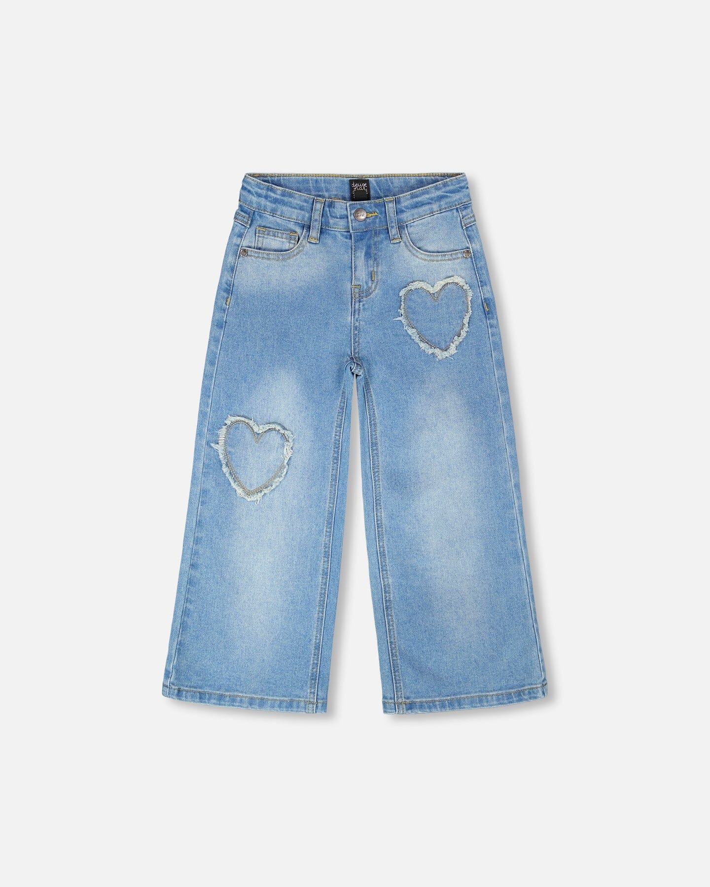 Wide Leg Frayed Heart Jeans
