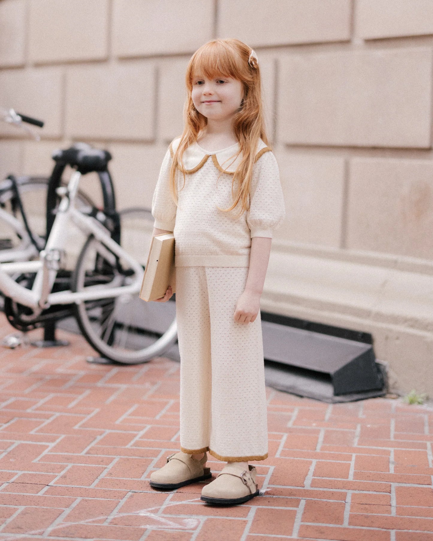 Pointelle Collared Top