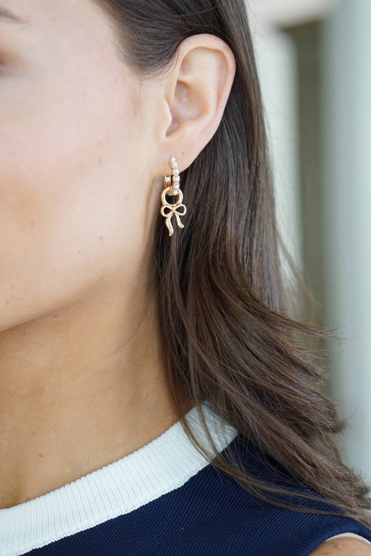 Tied Bow Huggie Charm (Set of 2) Gold