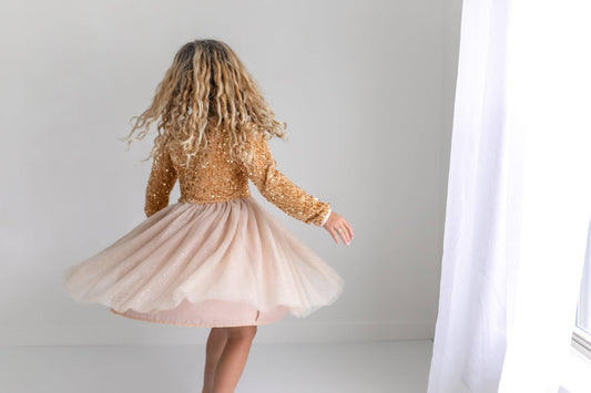 Sequin Champagne Fancy Tulle Dress