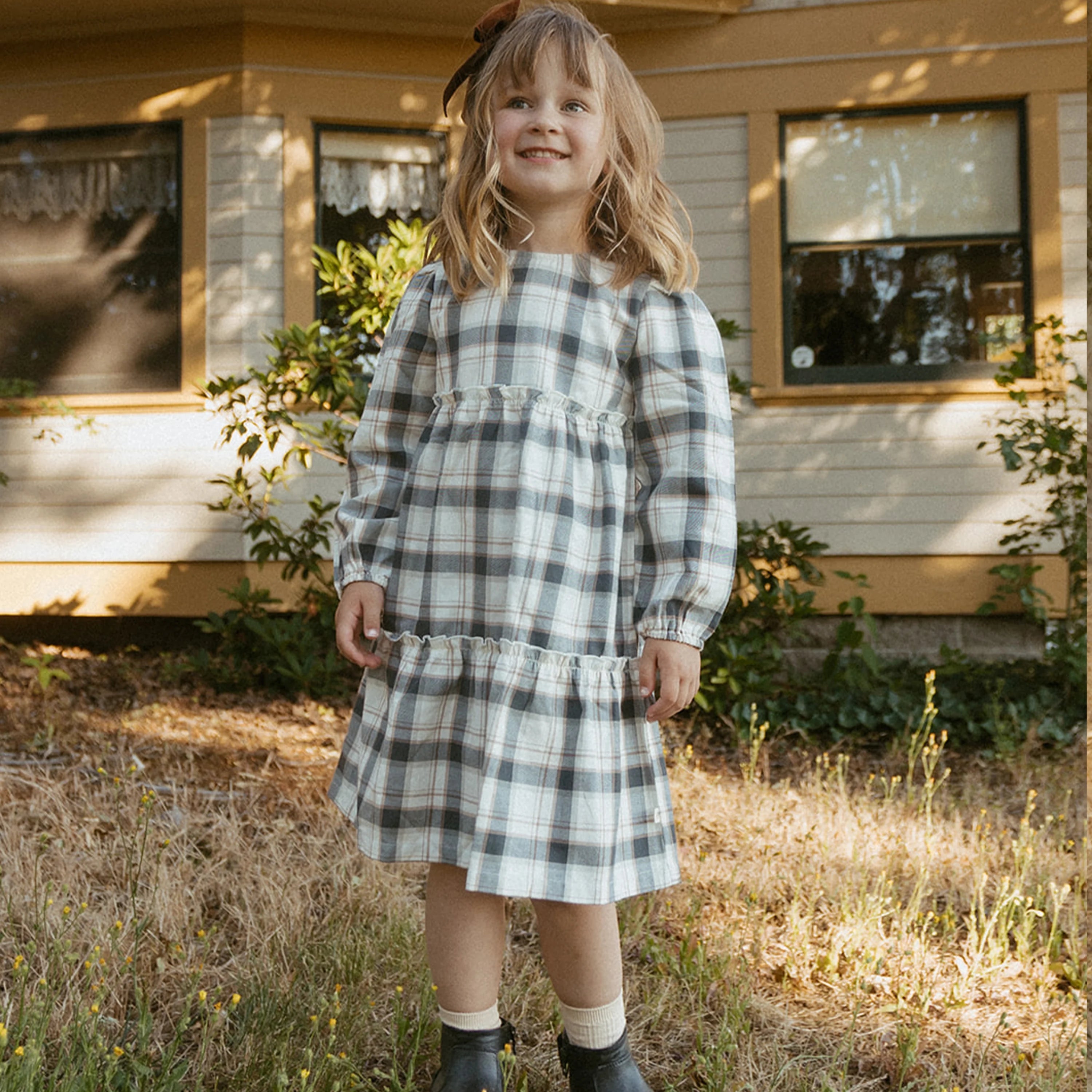 Organic Plaid Checks Tiered Dress – Lavender Market