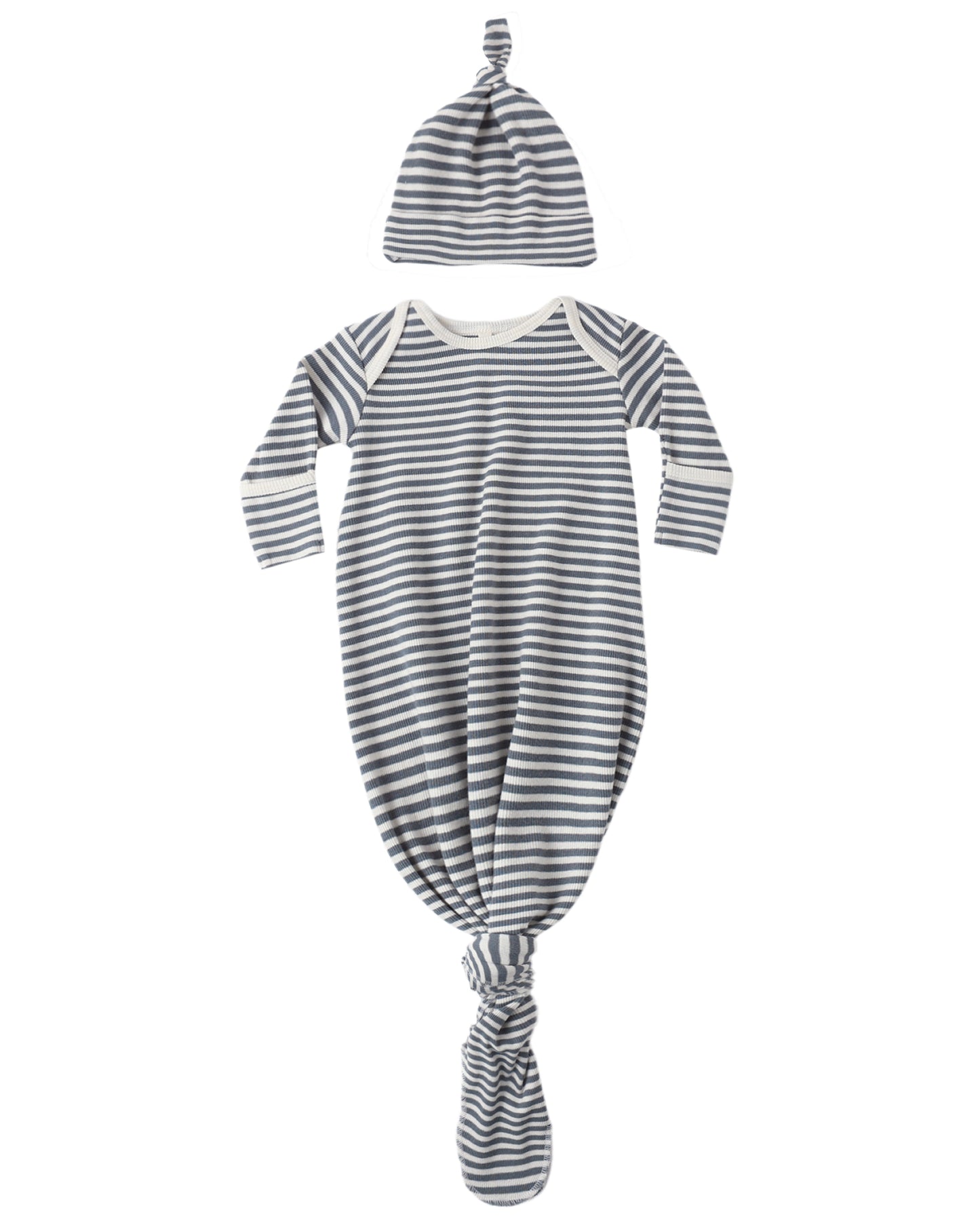 Knotted Baby Stripe Gown + Hat