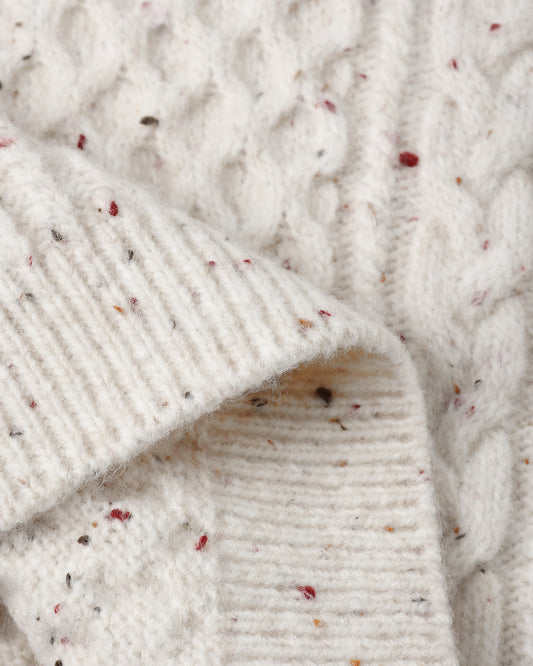 Natural Speckled Cable Knit Sweater