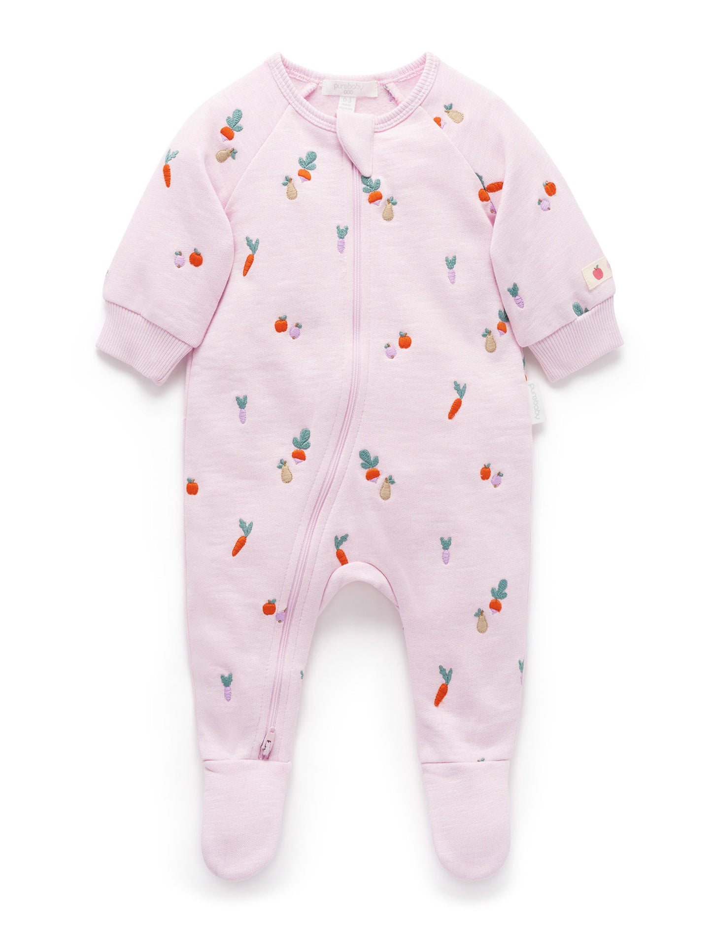Organic Embroidered Fleece Footie