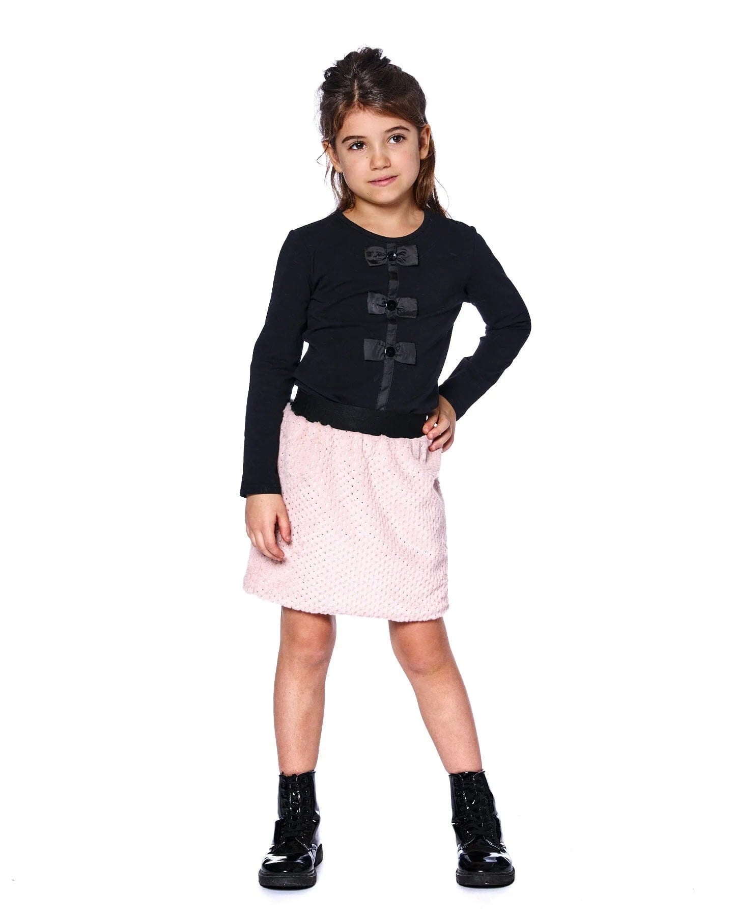 Long Sleeve Bow Tee Black
