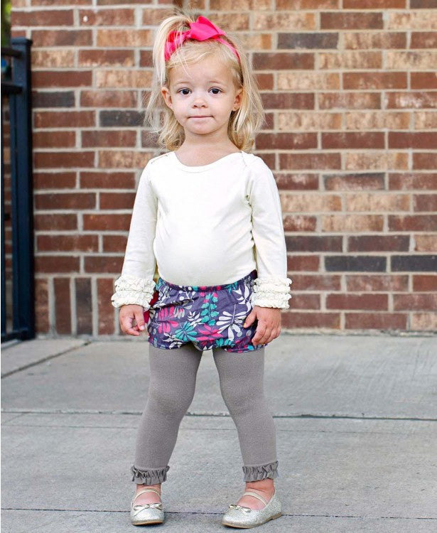 Grey Footless Ruffle Tights