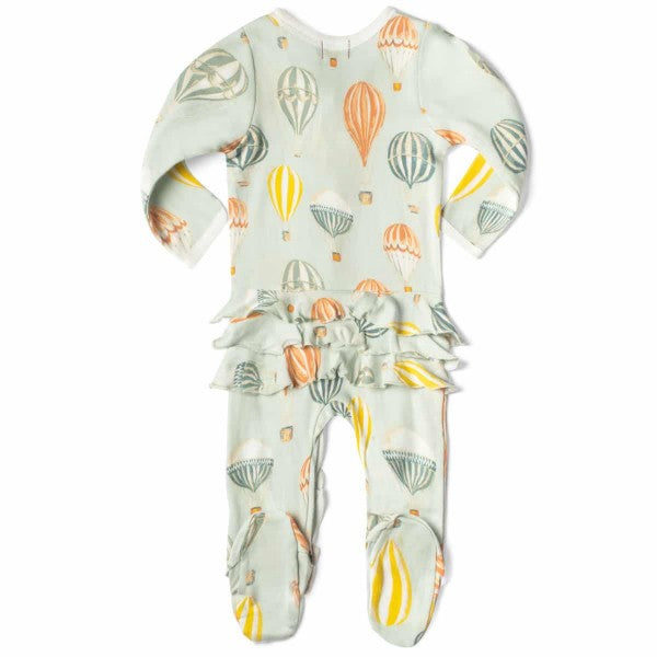Vintage Balloons Ruffle Zippered Footie