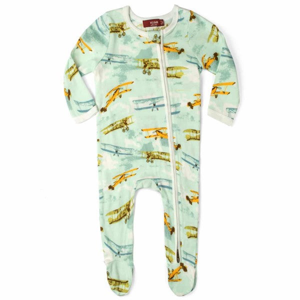 Vintage Planes Zippered Footie