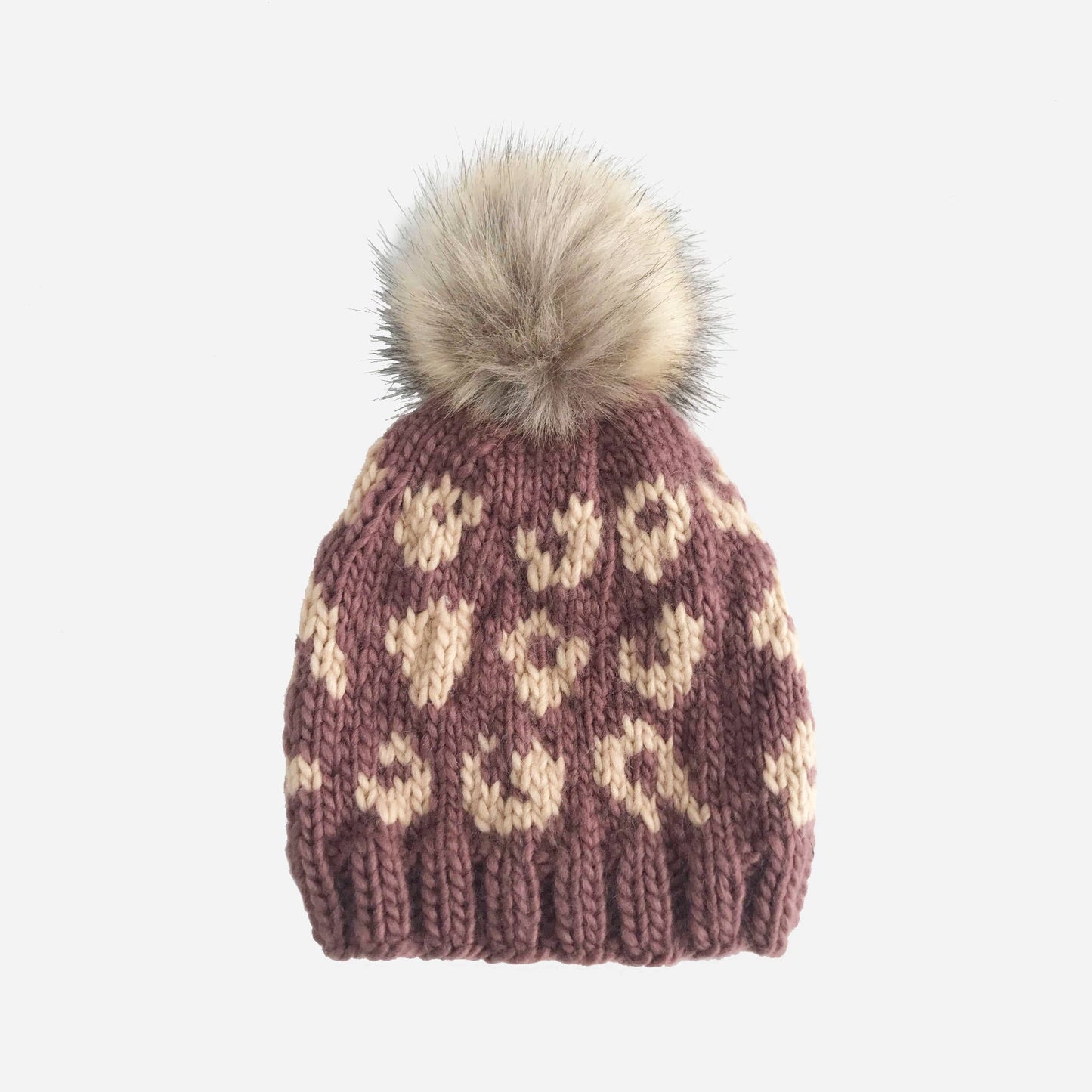 Cheetah Acrylic Hand Knit Hat-2-5 yr