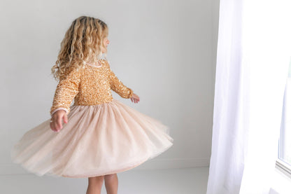 Sequin Champagne Fancy Tulle Dress