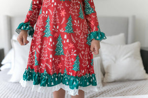 Christmas Tree Ruffle Lounge Gown