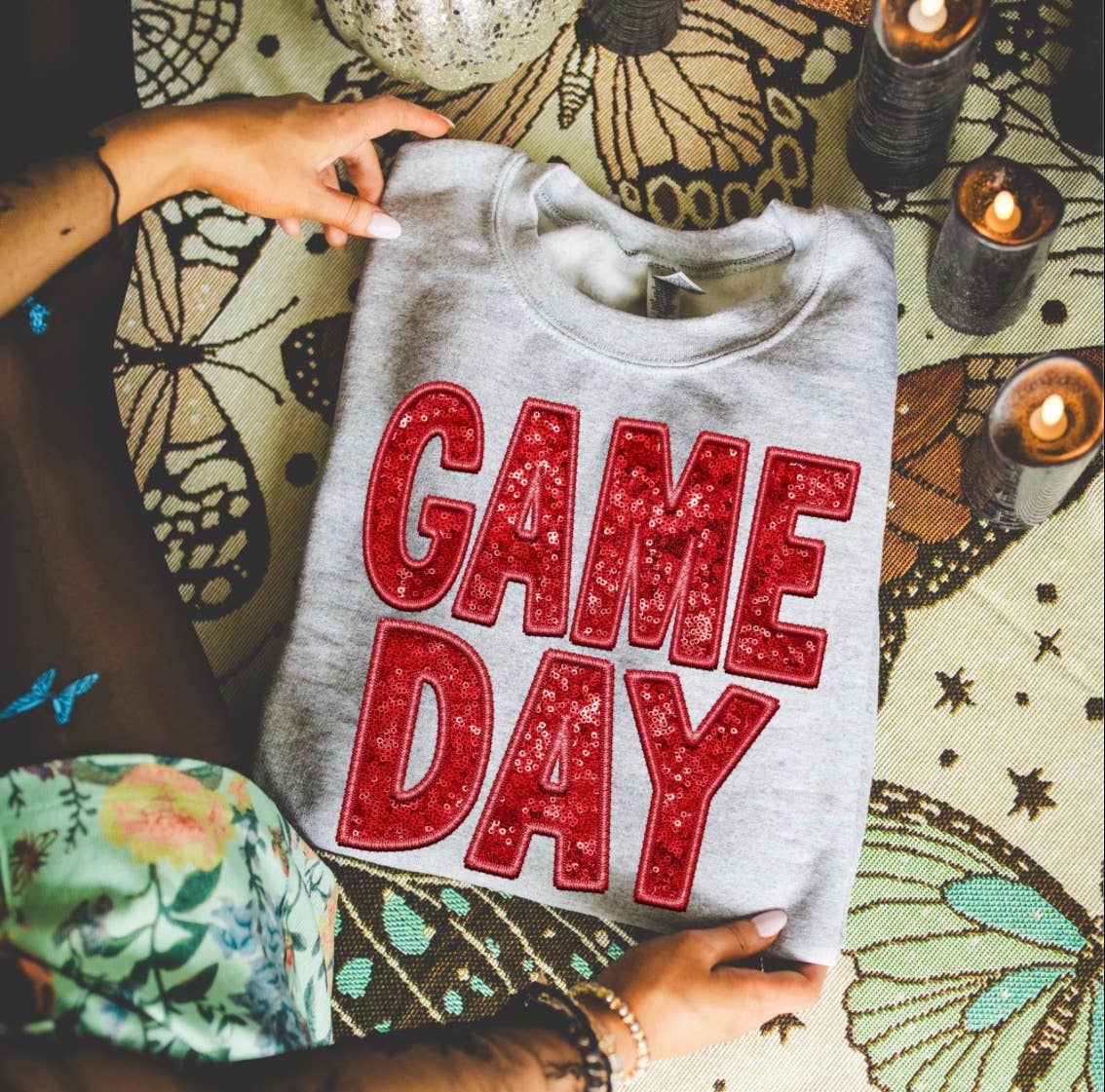 Game Day Sweatshirt Red over Grey