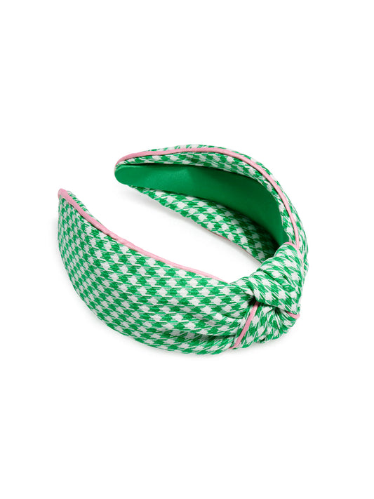 Green Houndstooth Knotted Headband
