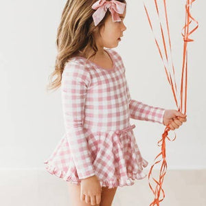 Blush Gingham Dance Leotard