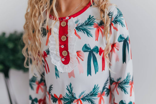 Holly & Bows Lace Ruffle Pajama