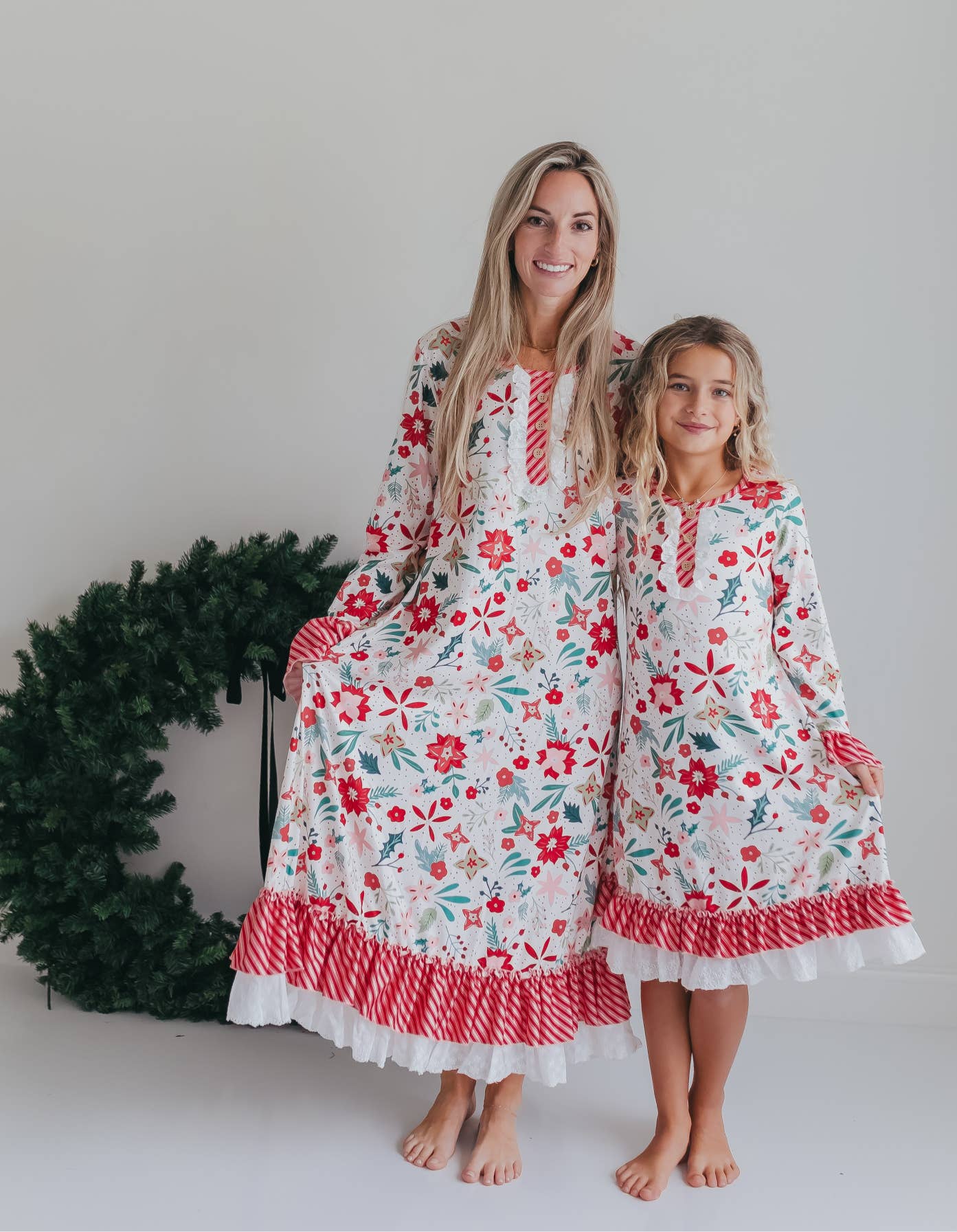 Mama Poinsettia Ruffle Pajama