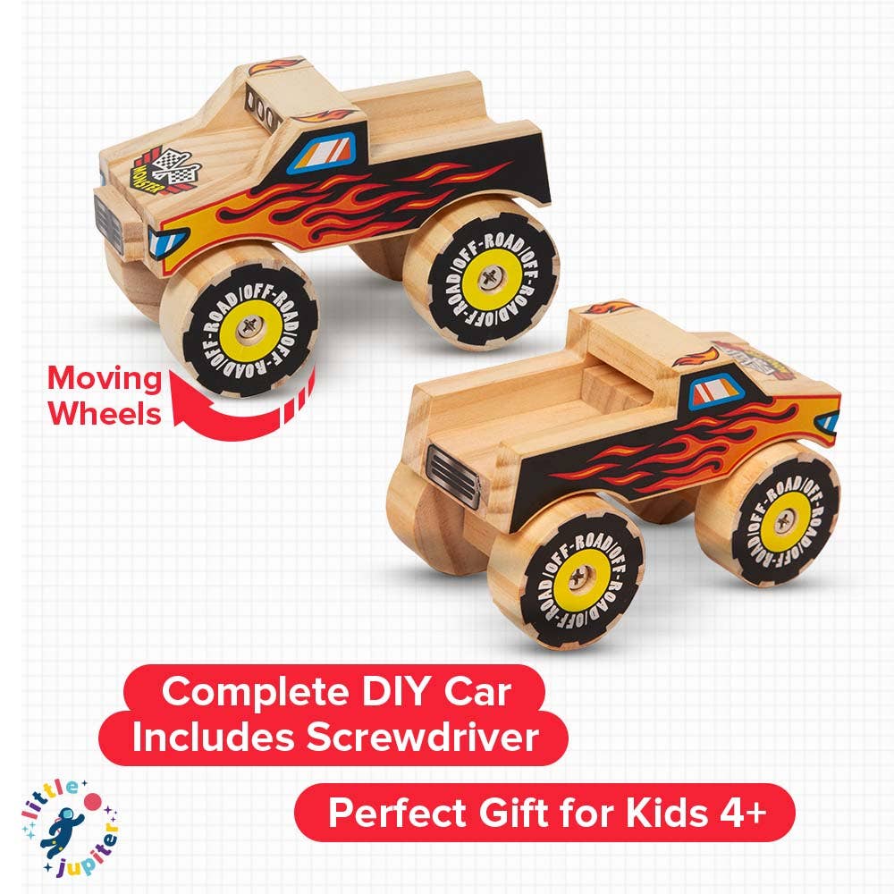 Wooden Monster Truck with Flames