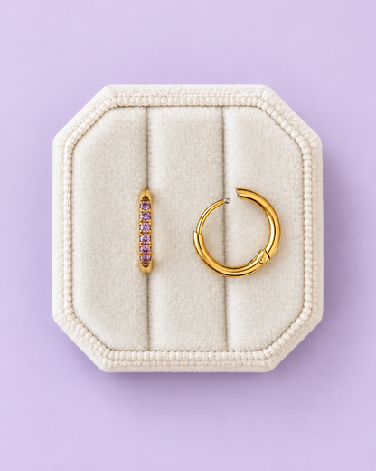 Lavender CZ Huggie Hoops