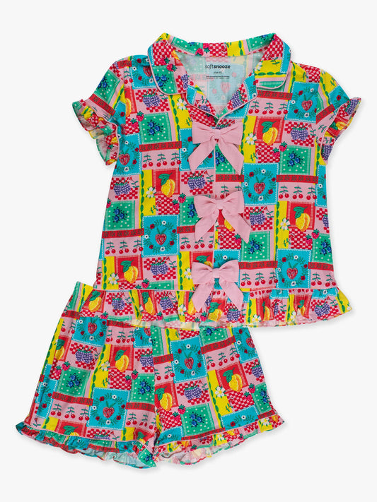 Girls Picnic Party Patchwork Pajama Set