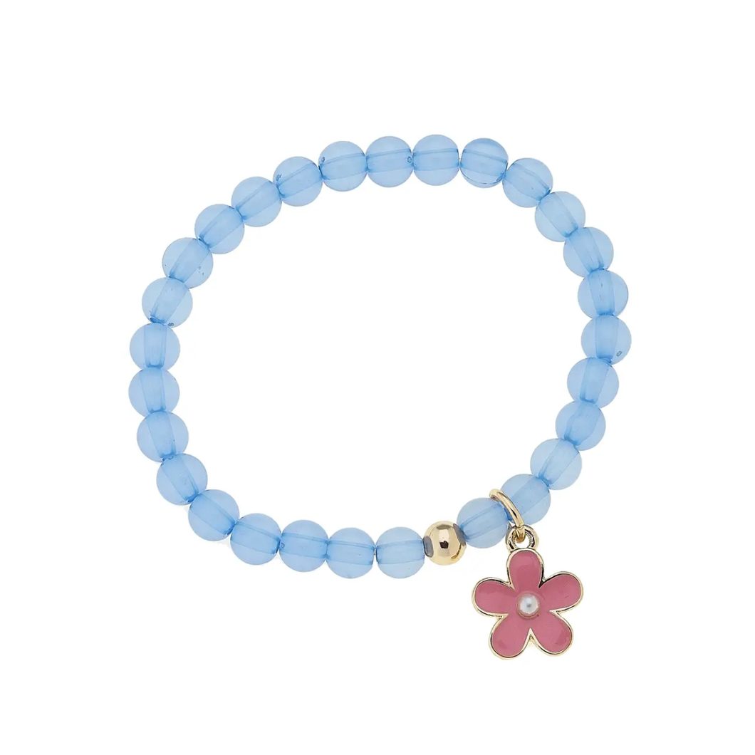 Hazel Enamel Flower Beaded Children's Stretch Bracelet