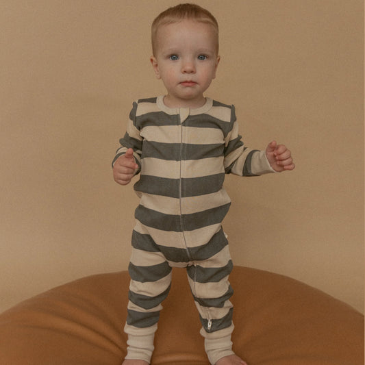 Organic Bold Stripes 2-Way Zip Romper