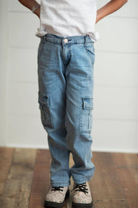 Faded Denim Cargo Pant