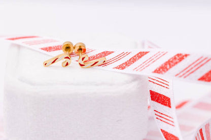 Desert Peach - Gold Candy Cane Stud Earrings