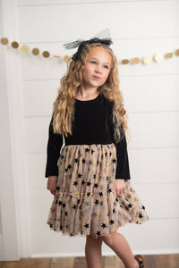 Gold Star Velvet Sparkle Tulle Dress