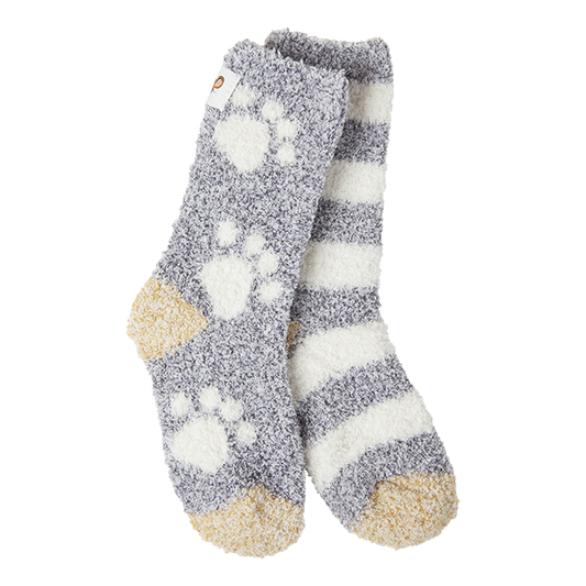 Kids Cozy Crew Paw and Stripe Socks