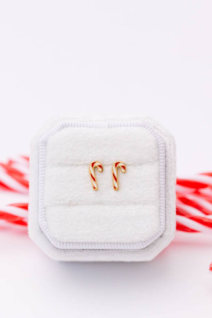 Desert Peach - Gold Candy Cane Stud Earrings