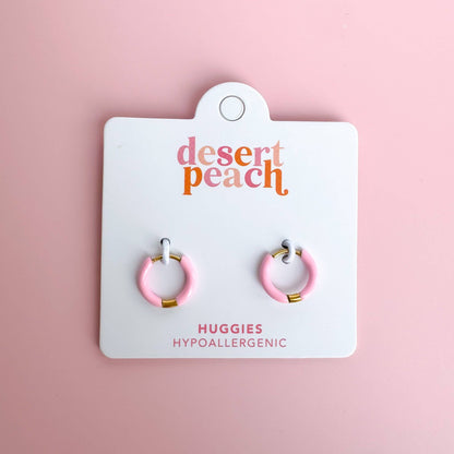 Pink Huggie Hoops