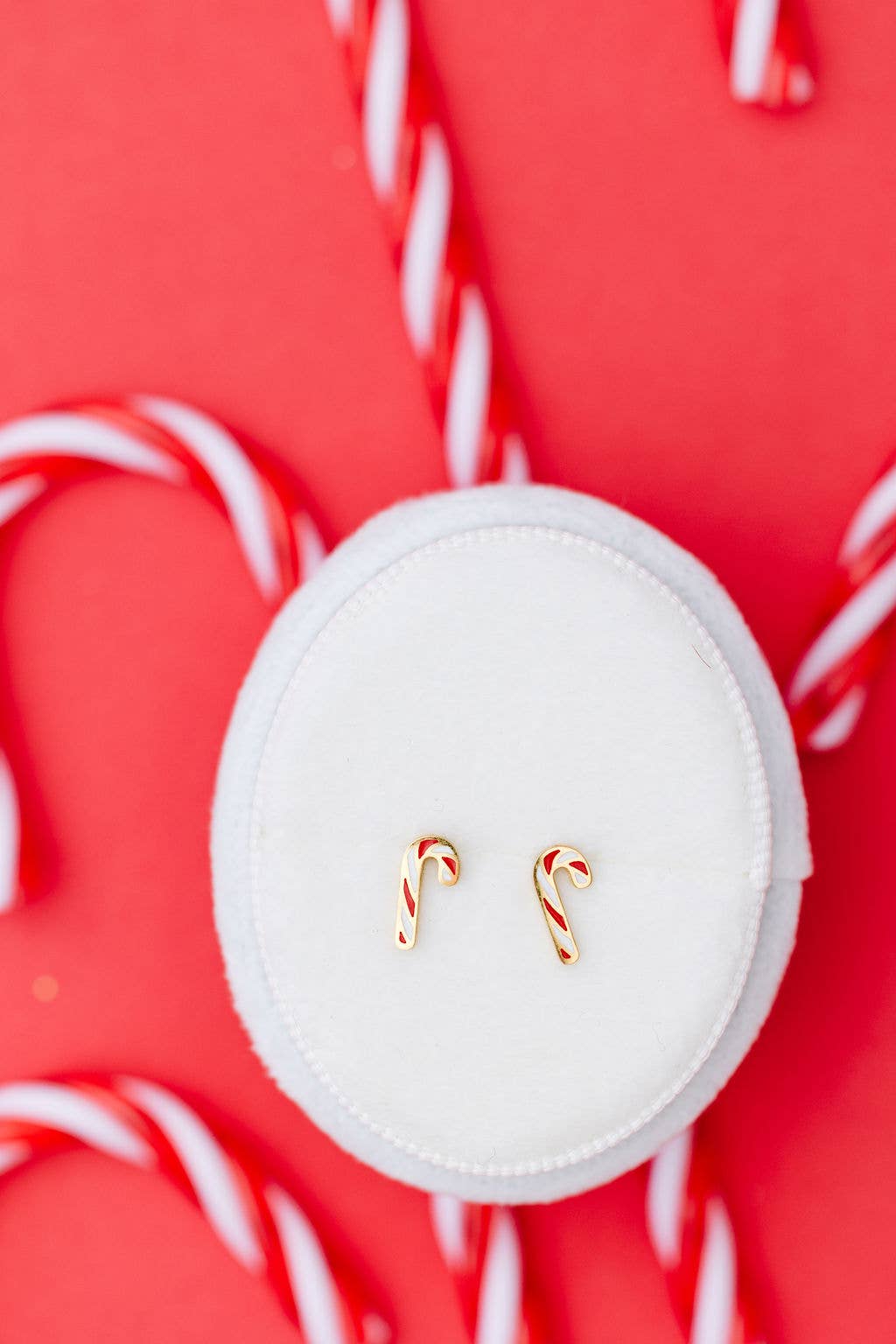 Desert Peach - Gold Candy Cane Stud Earrings