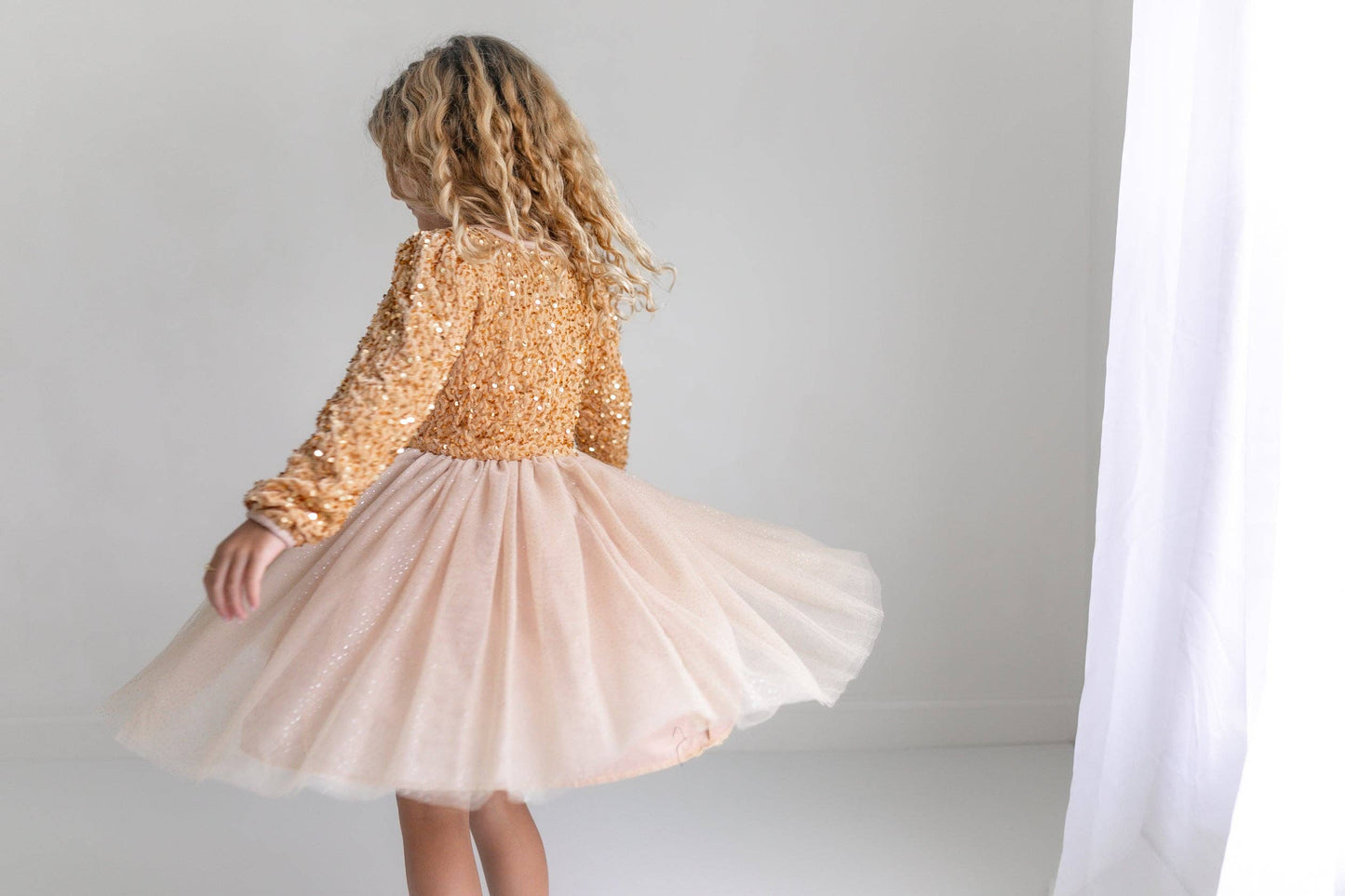Sequin Champagne Fancy Tulle Dress