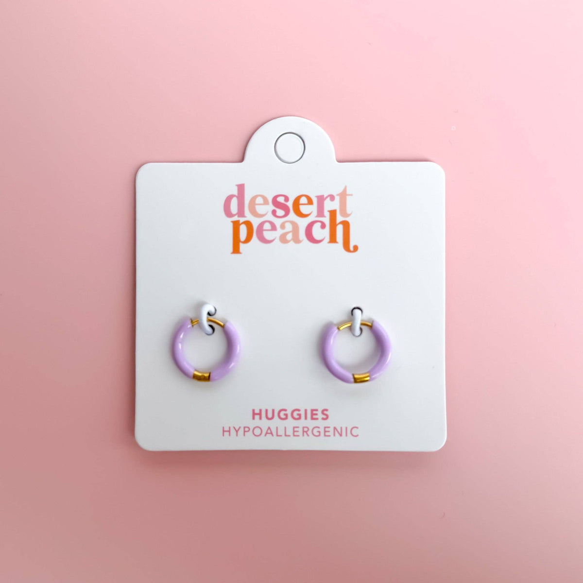 Lavender Huggie Hoops