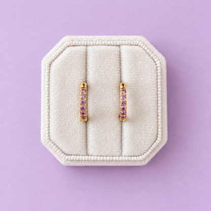 Lavender CZ Huggie Hoops
