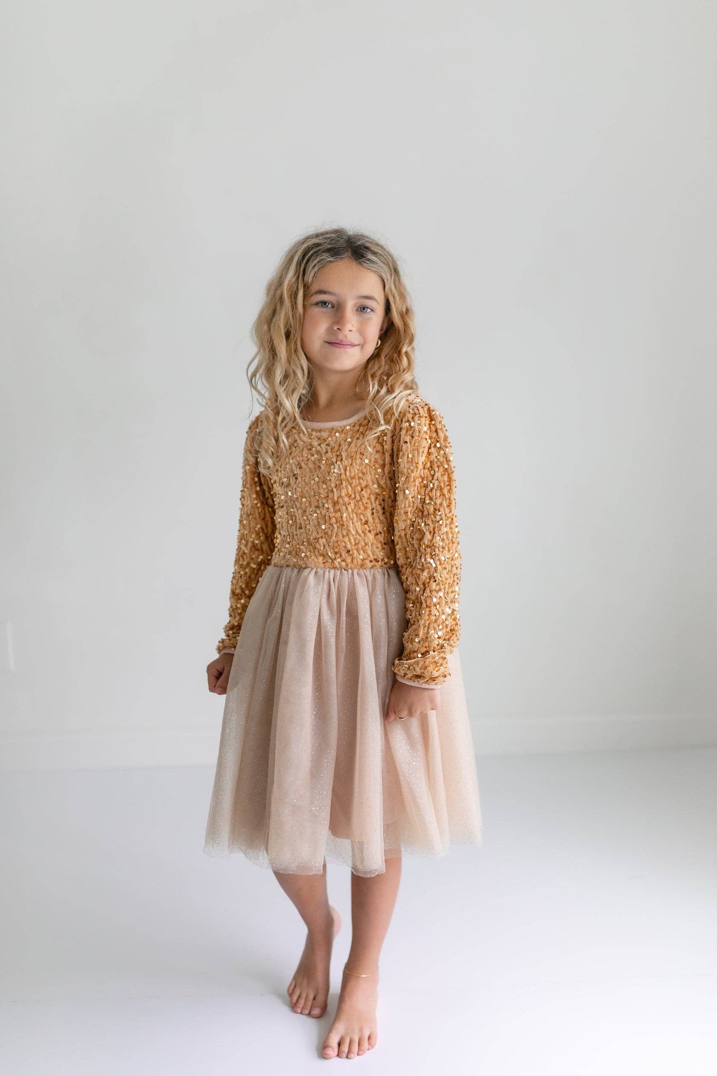 Sequin Champagne Fancy Tulle Dress