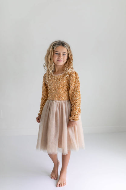 Sequin Champagne Fancy Tulle Dress