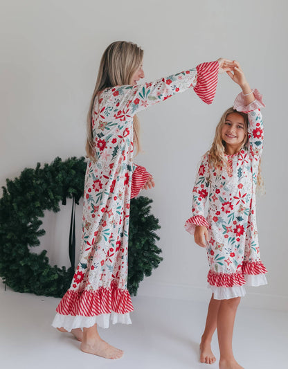 Mama Poinsettia Ruffle Pajama