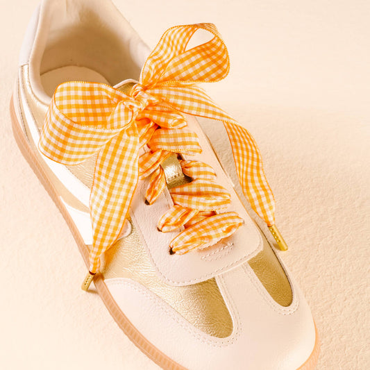 Gingham Orange Shoe Laces