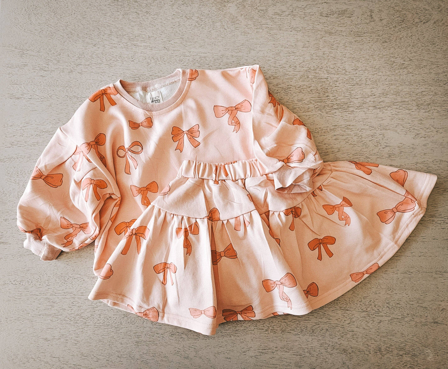 Pink Bow French Terry Skort Set