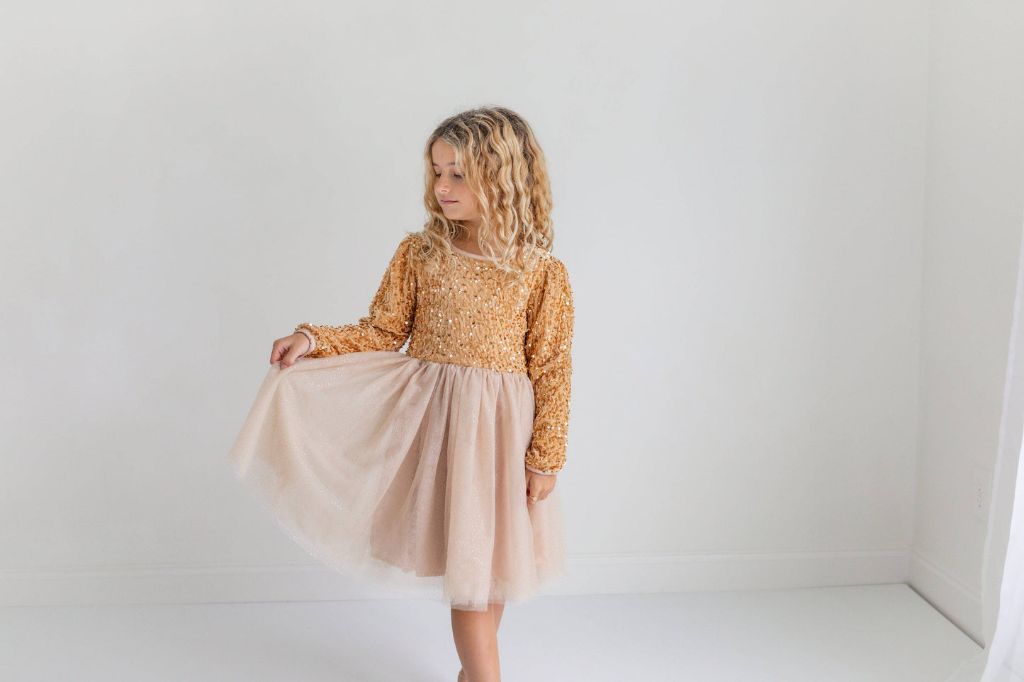 Sequin Champagne Fancy Tulle Dress