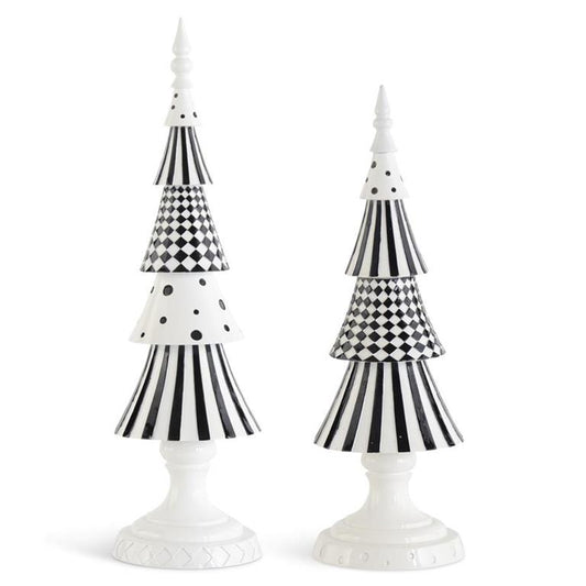 Black/White Dot, Check, Stripe Trees