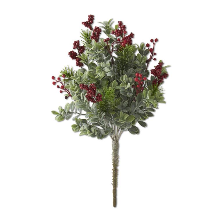 Boxwood, Pine & Red Berry Bush
