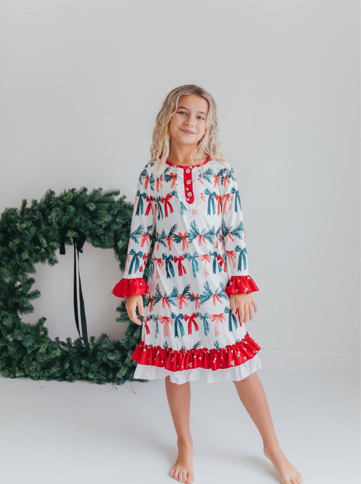 Holly & Bows Lace Ruffle Pajama