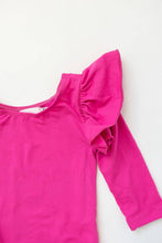 Load image into Gallery viewer, Hot Pink Flutter Sleeve Leotard
