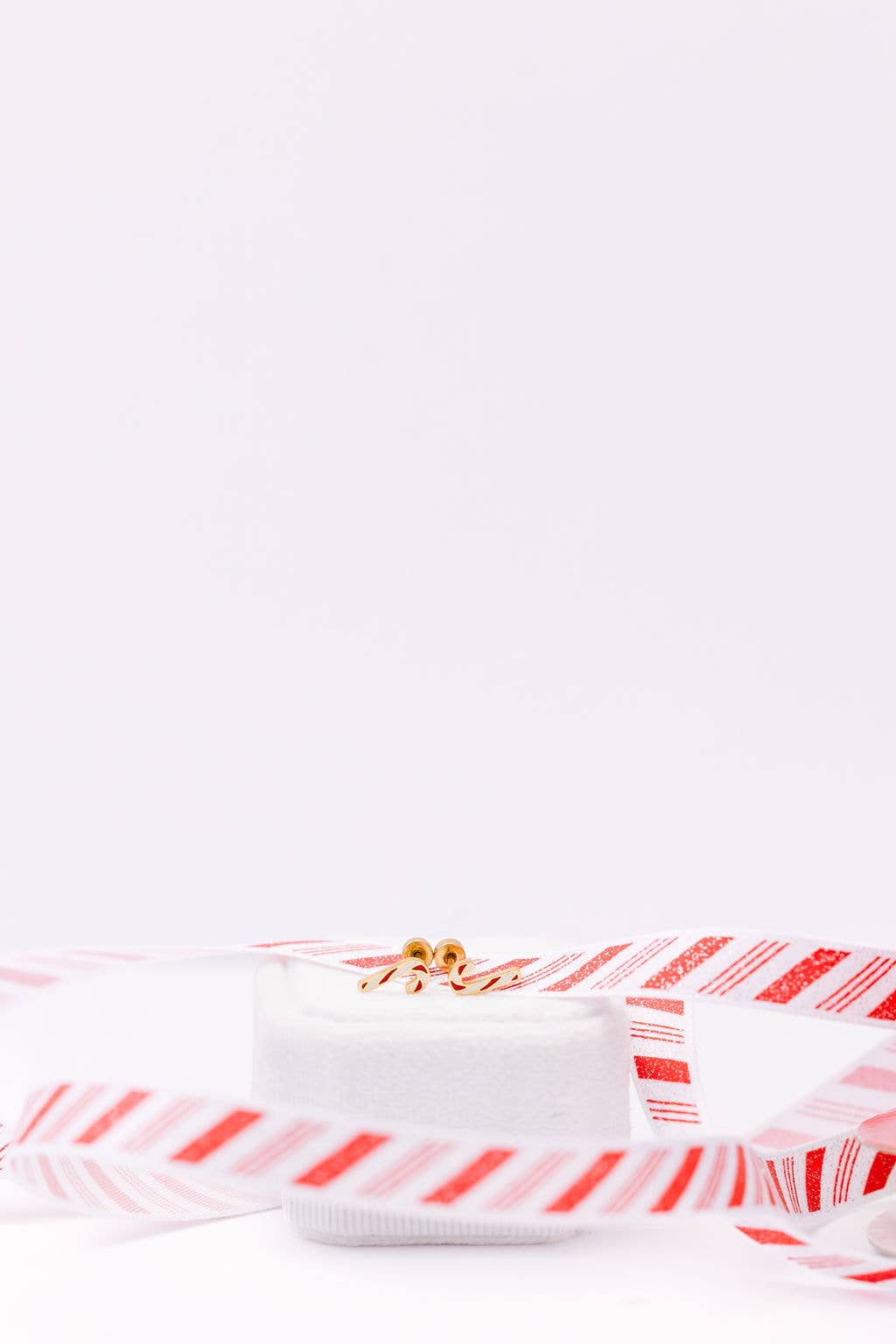 Desert Peach - Gold Candy Cane Stud Earrings